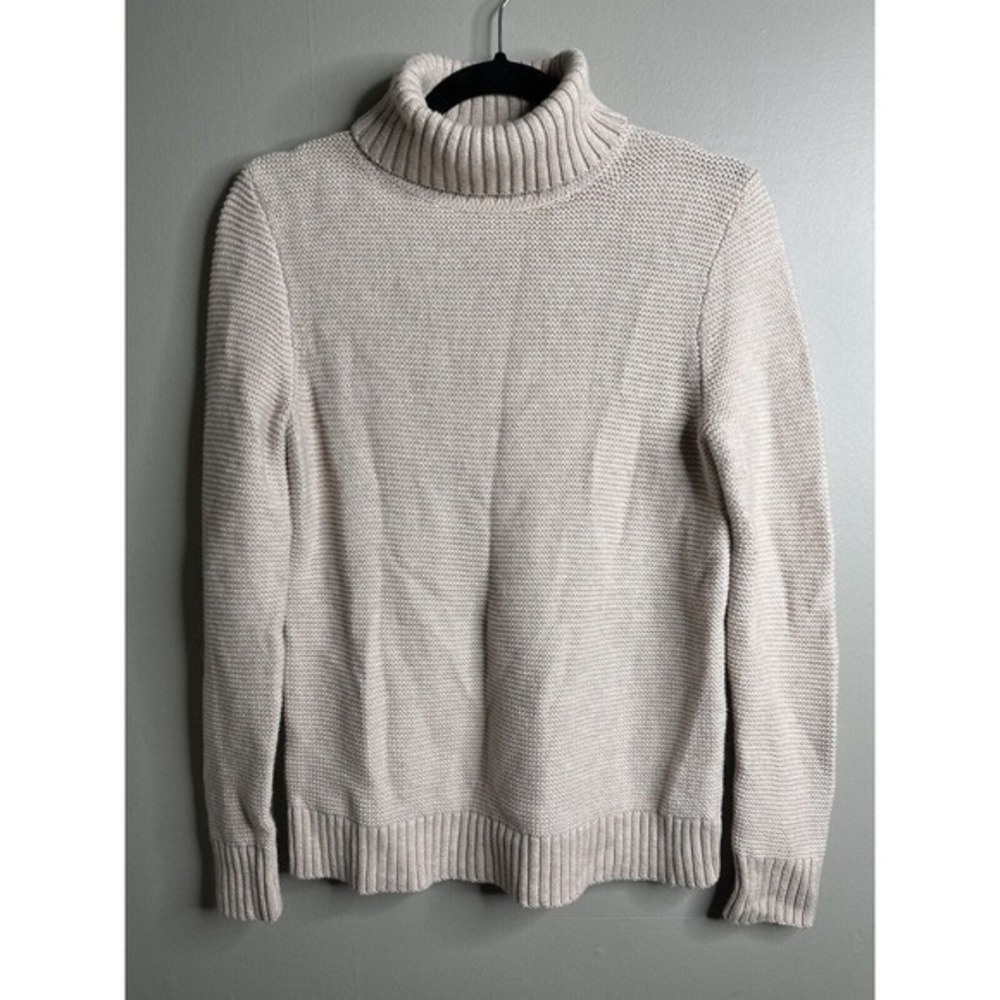 J.Crew Women's Beige Long Sleeve Turtle‎ Neck Pullover Sweater Size XS 5% Wool